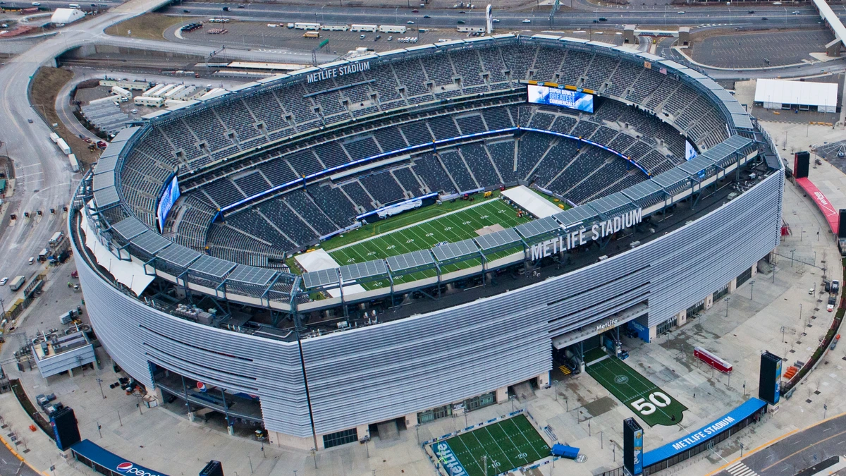 Aerial view of MetLife Stadium in East Rutherford, New Jersey, host of the 2026 World Cup final